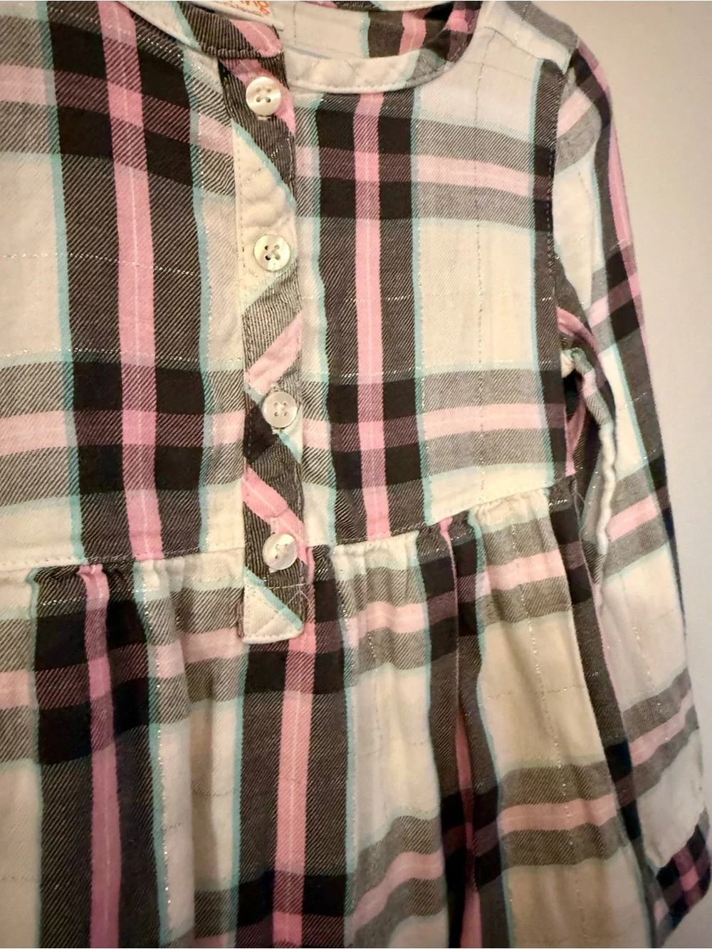 Jumping Beans Pink Black Plaid Metallic Lurex Tunic Top